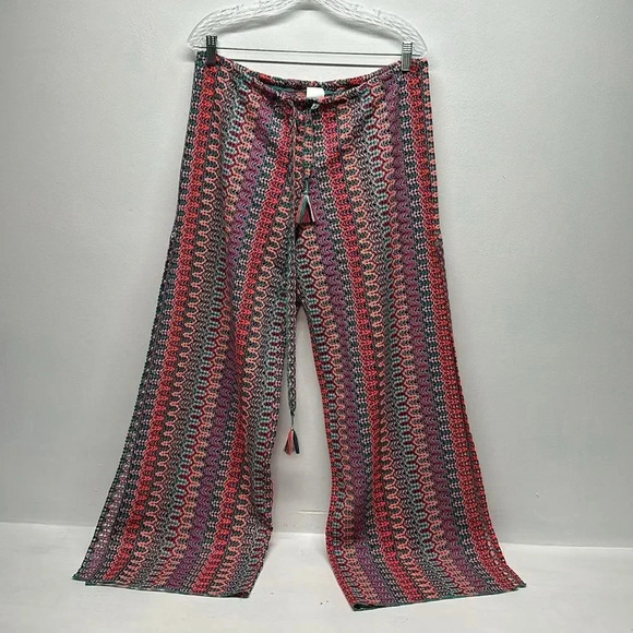 Becca Rebecca Virtue Sundown Pants Swim Cover Up Pant Striped Knit Open Large - Picture 2 of 10